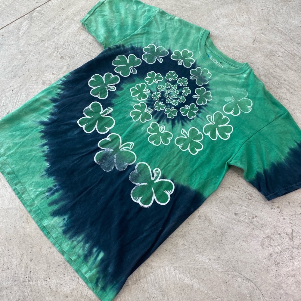 Liquid Blue Shamrock Spiral Tye Dye TShirt